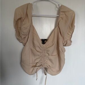 Forever 21 Beige Ruched Blouse
